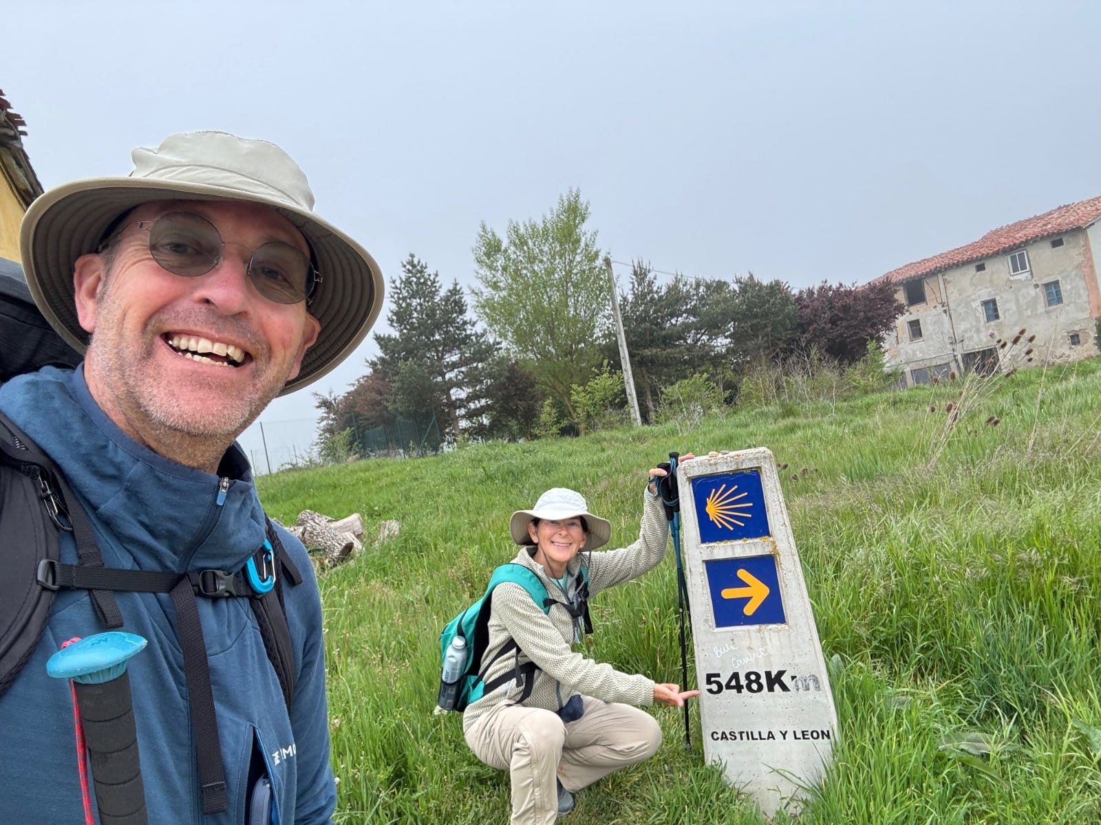 Shelley and Onno at Camino kilometer marker 548