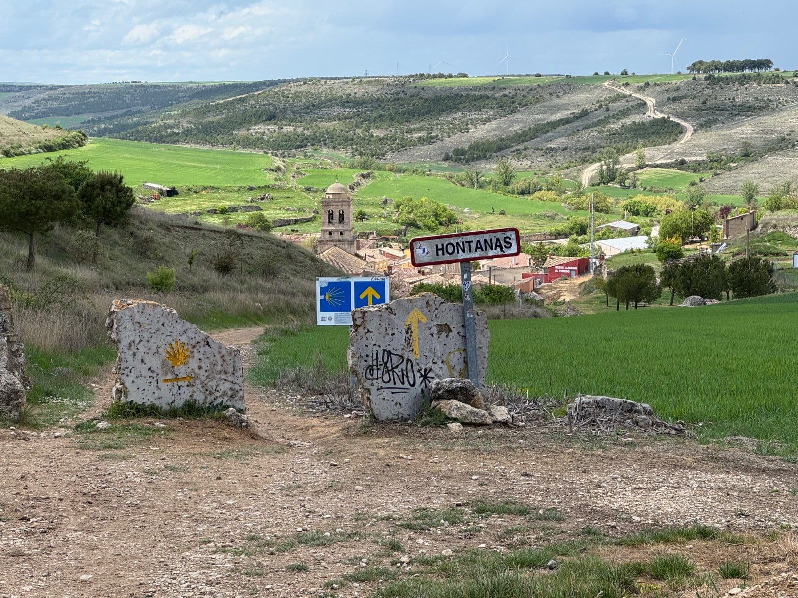 View of Hontanas nestled in Meseta countryside