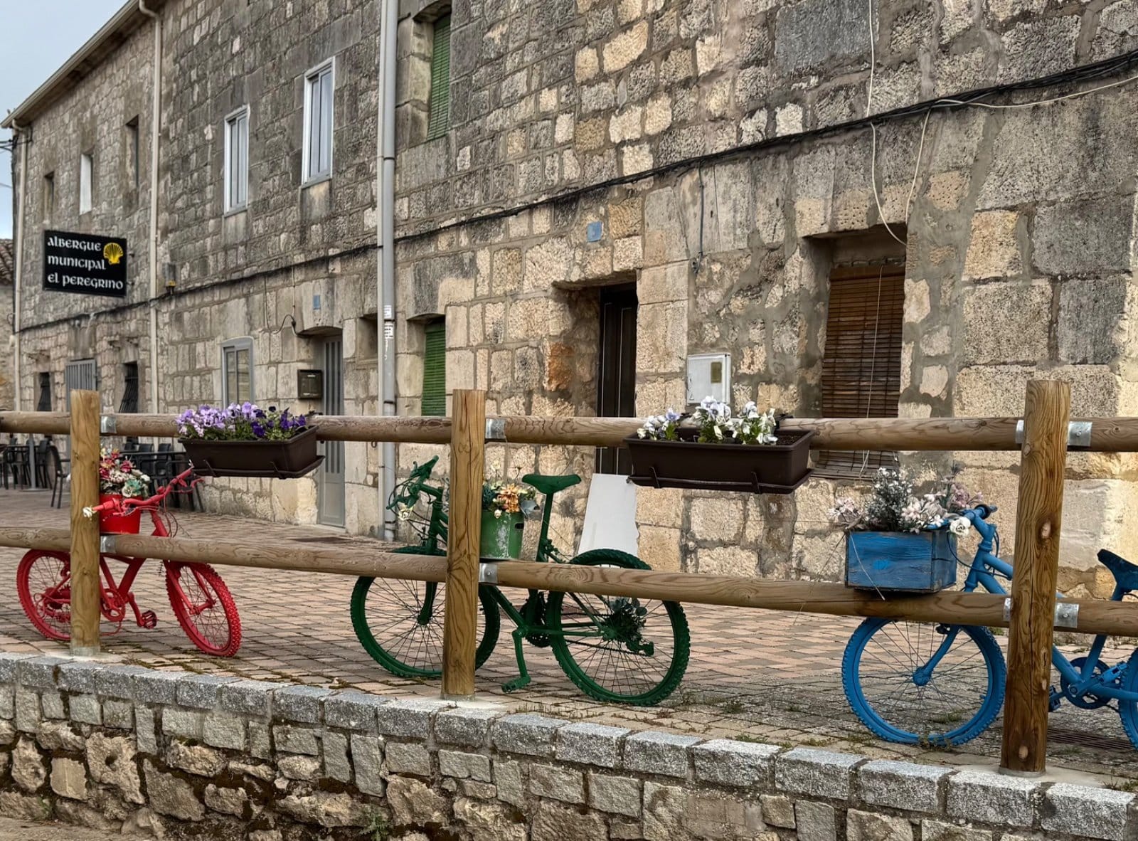 Colorful bicycle planters in Atapuerca village