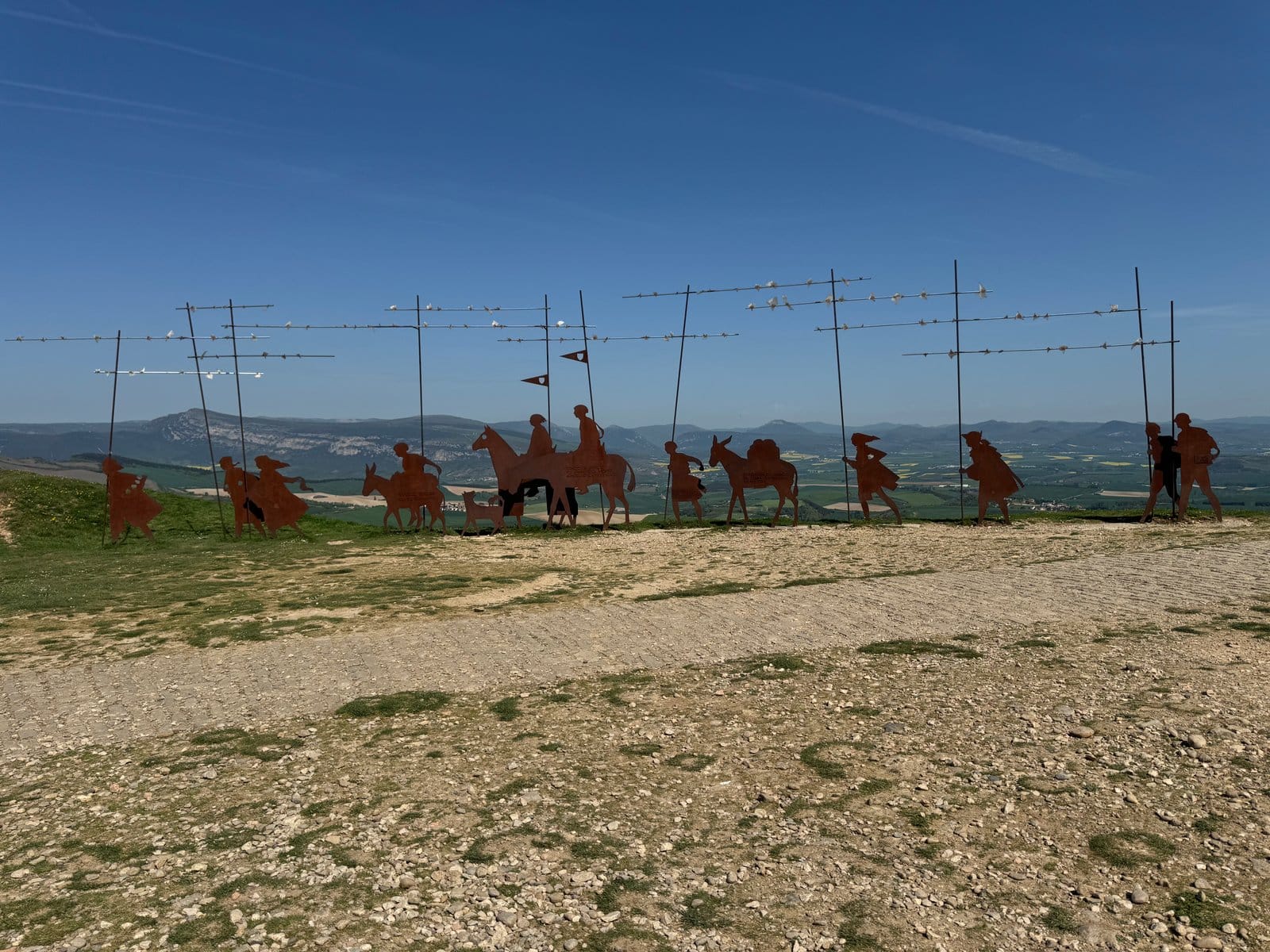 Full pilgrim monument sculpture at Alto del Perdón