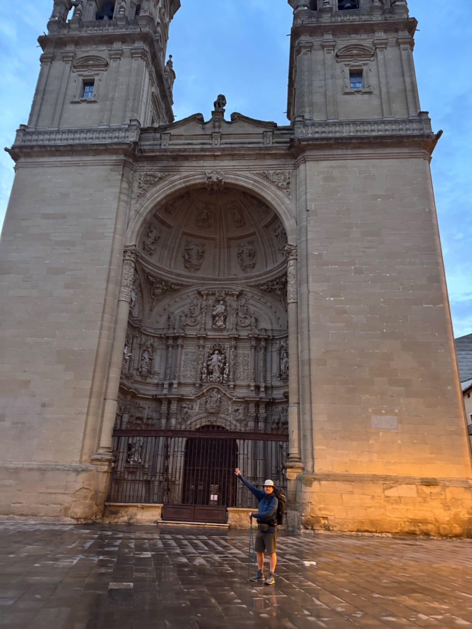 Pilgrim at Co-Cathedral of Santa María la Redonda, Logroño