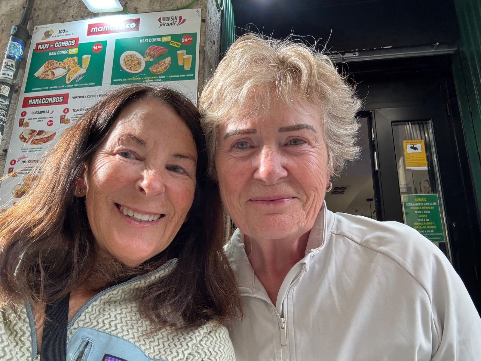 Shelley and Elín at farewell dinner in Burgos