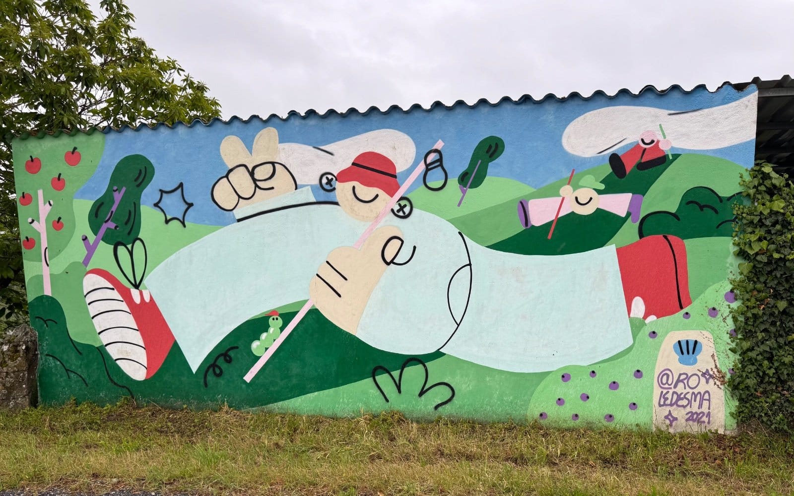 Whimsical cartoon pilgrims colorful wall mural