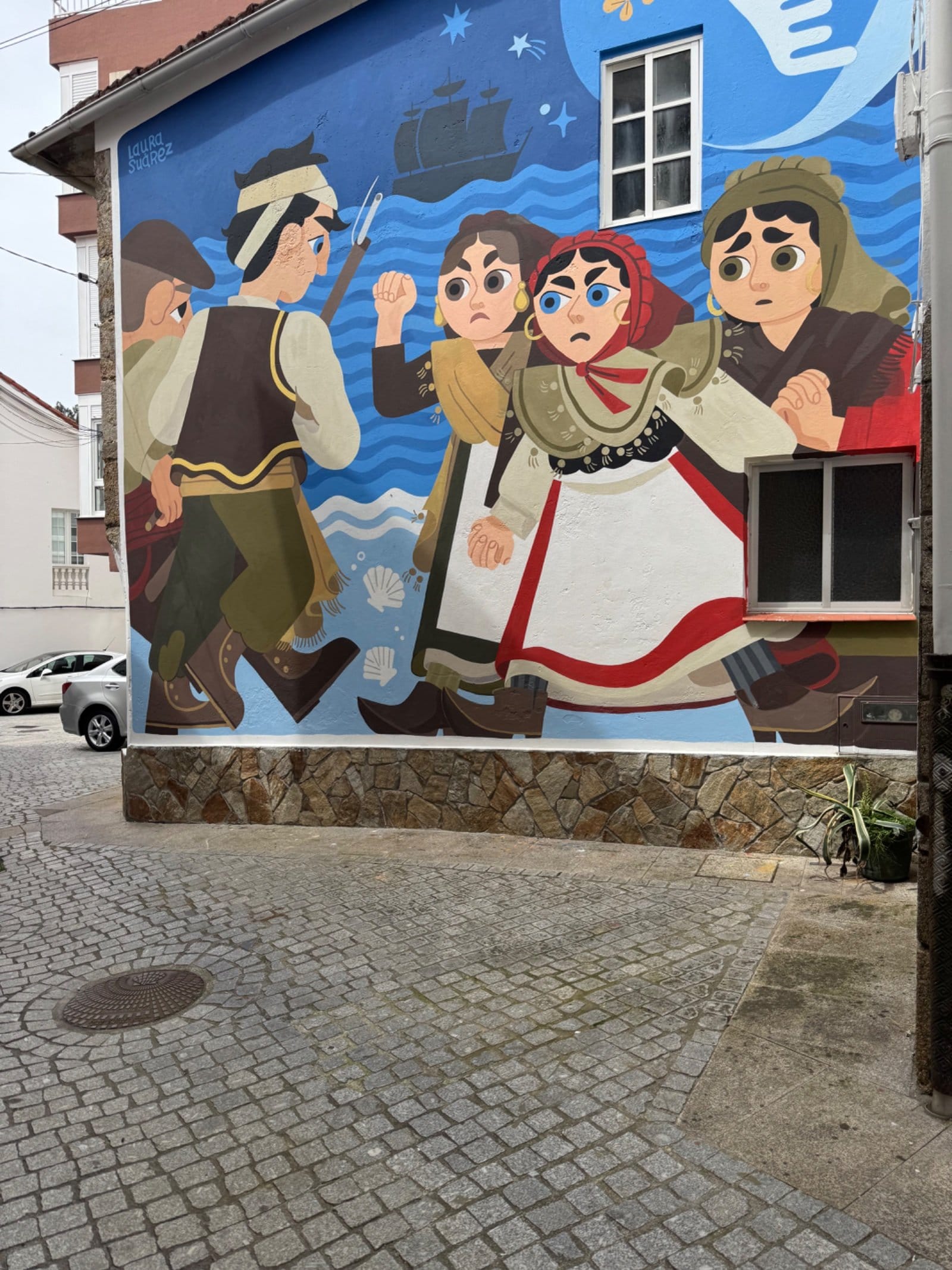 Traditional pilgrims maritime journey wall painting
