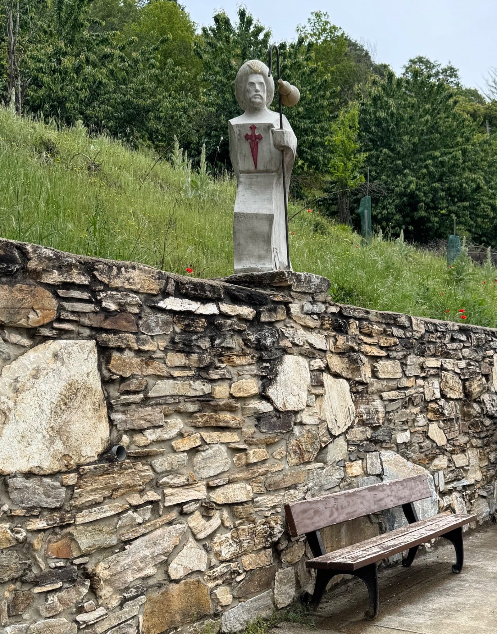 Santiago statue at pilgrim rest area