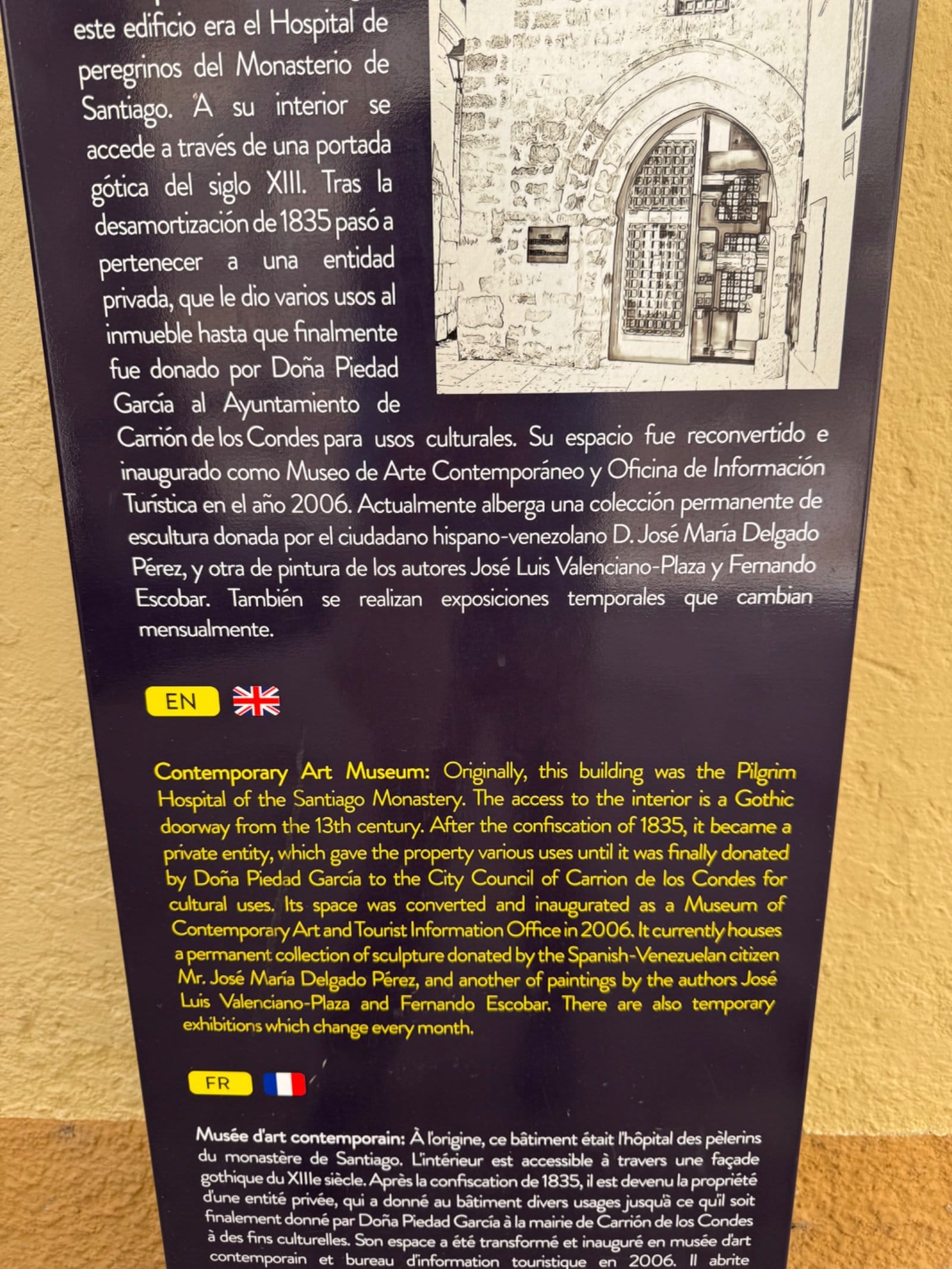 Contemporary Art Museum information sign in Carrión