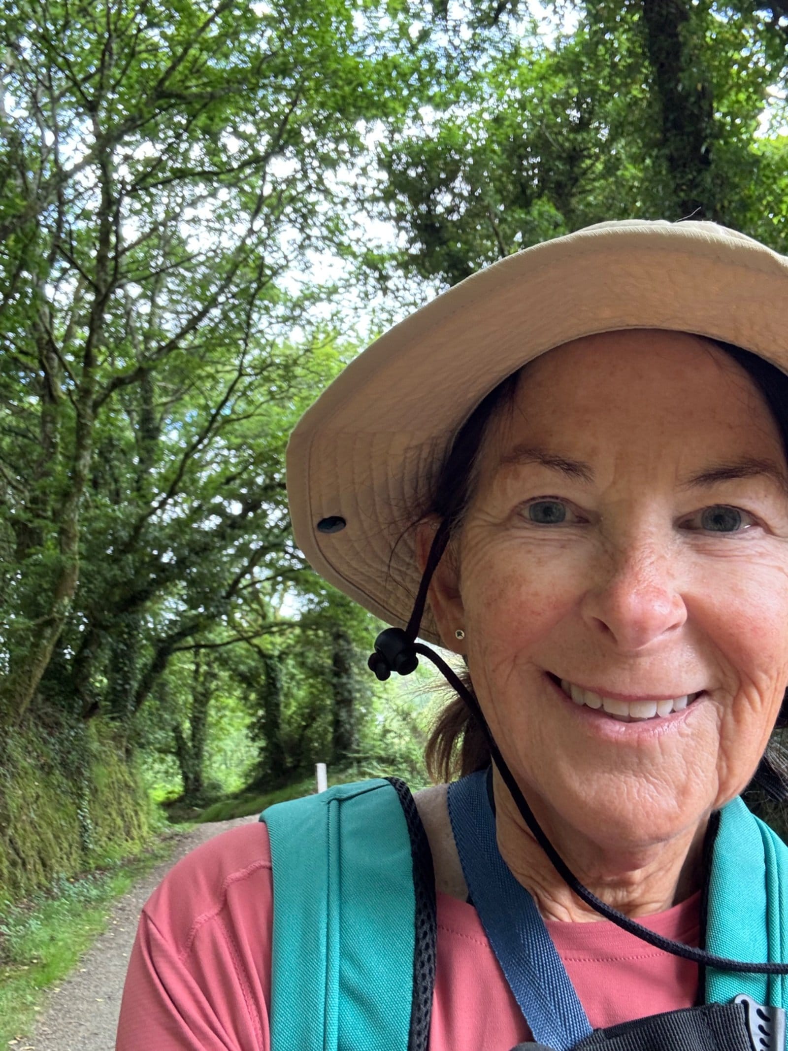 Selfie on the wooded Camino path