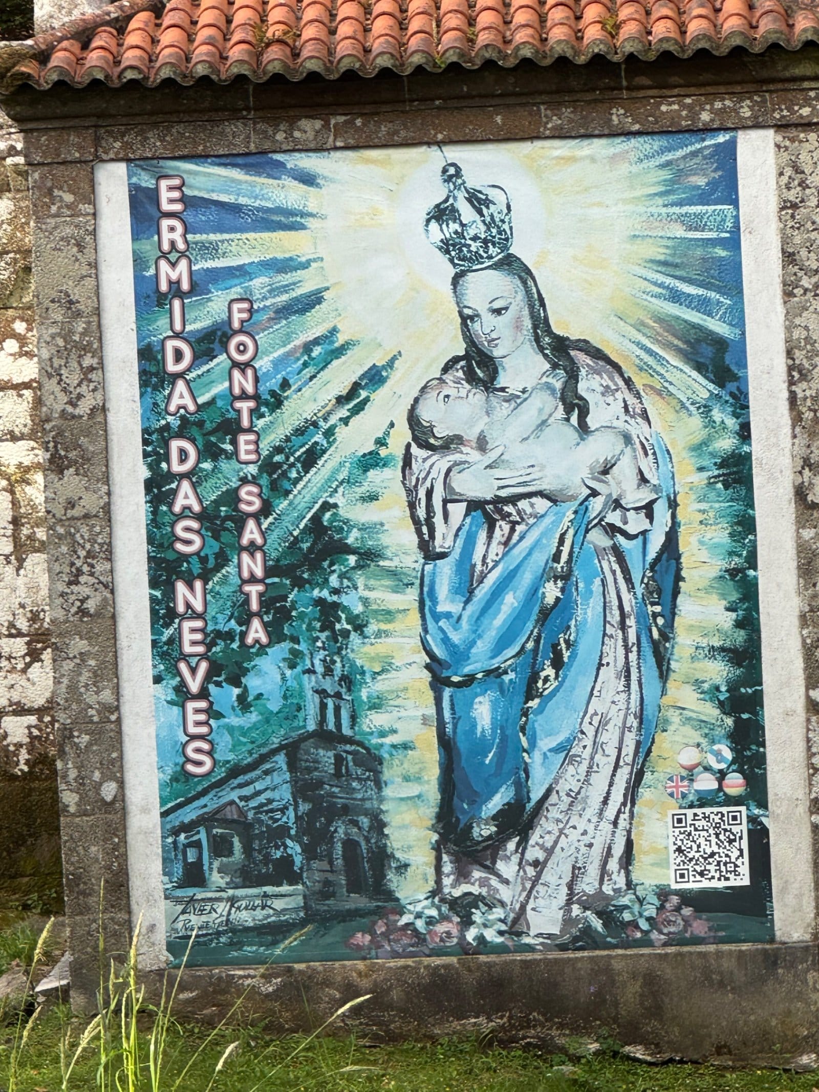 Fonte Santa religious mural with Virgin Mary