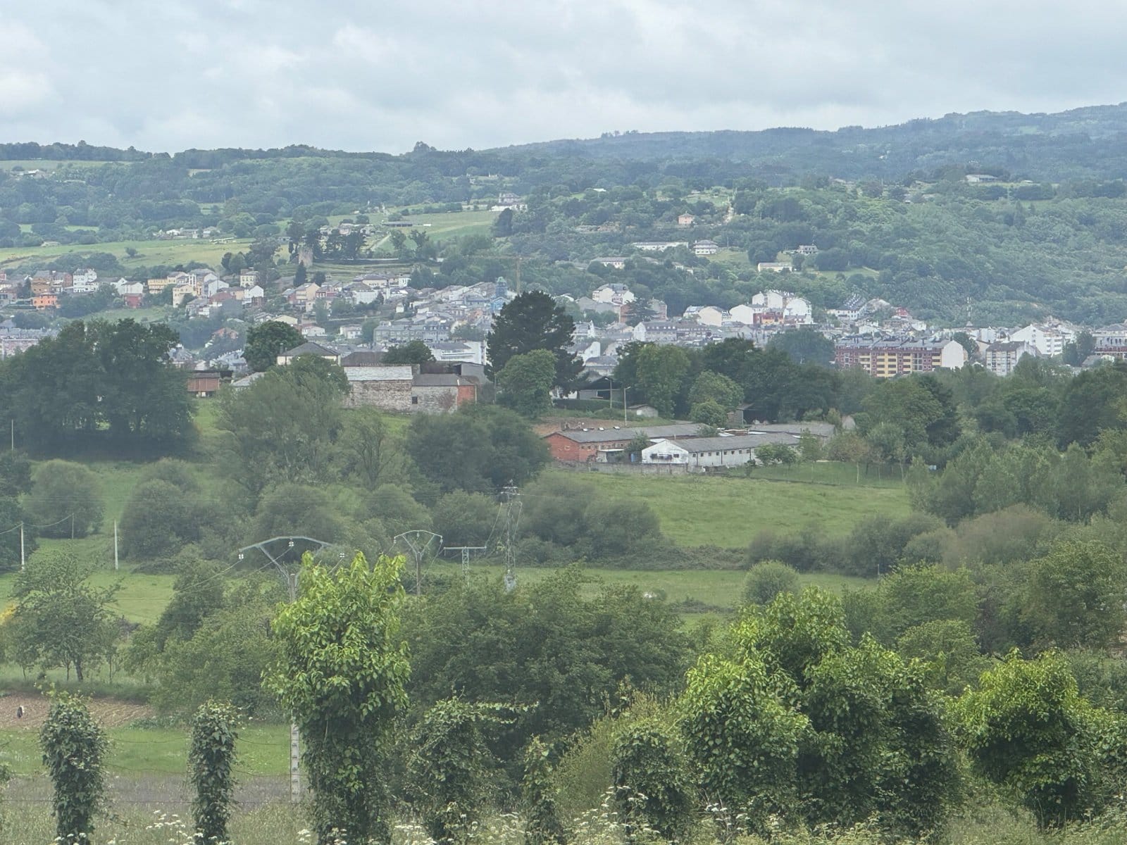 View of Sarria from hillside approach