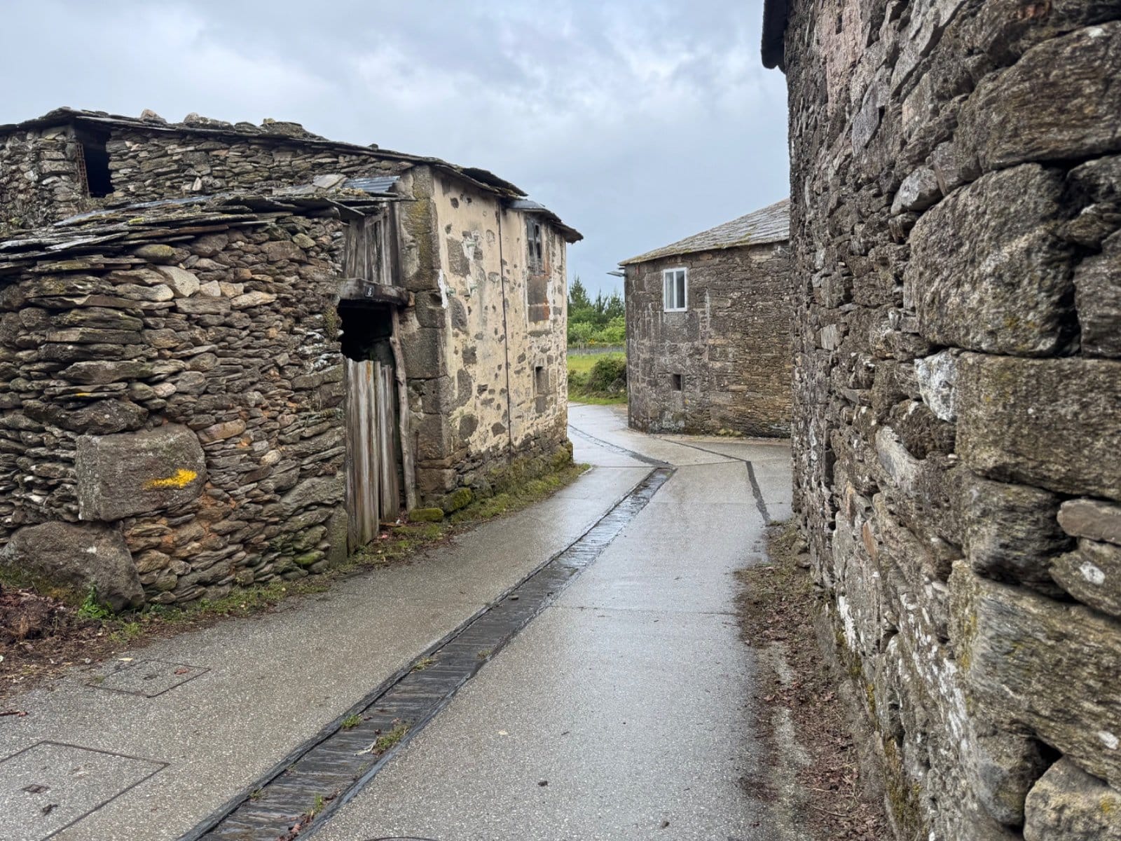 Stone village street on alternative Camino route