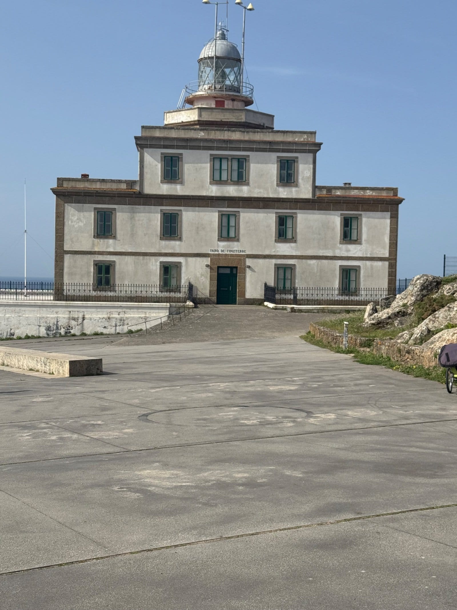 Faro de Fisterra lighthouse complex from approach path