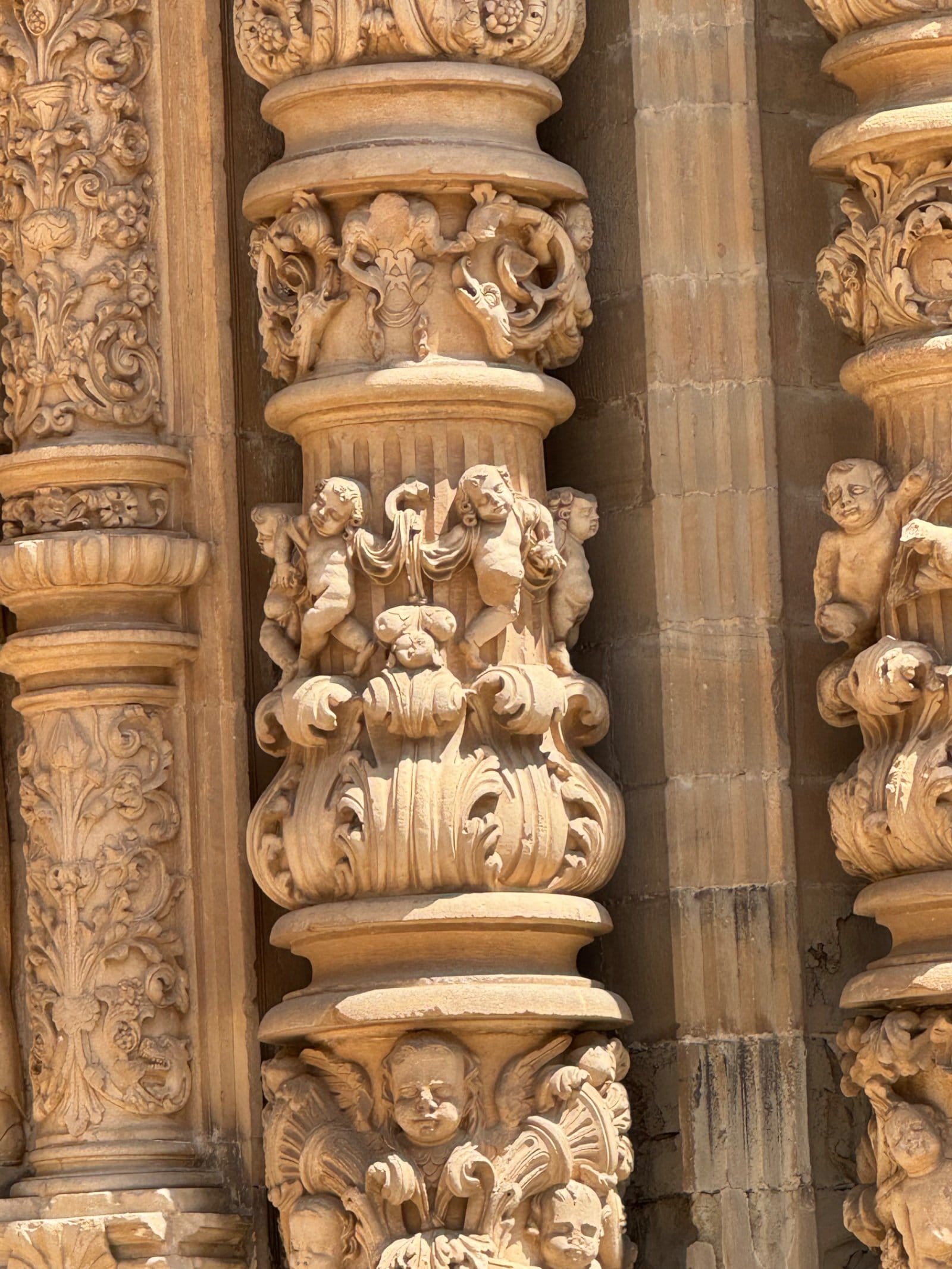 Carved stone columns of St. Mary's Cathedral