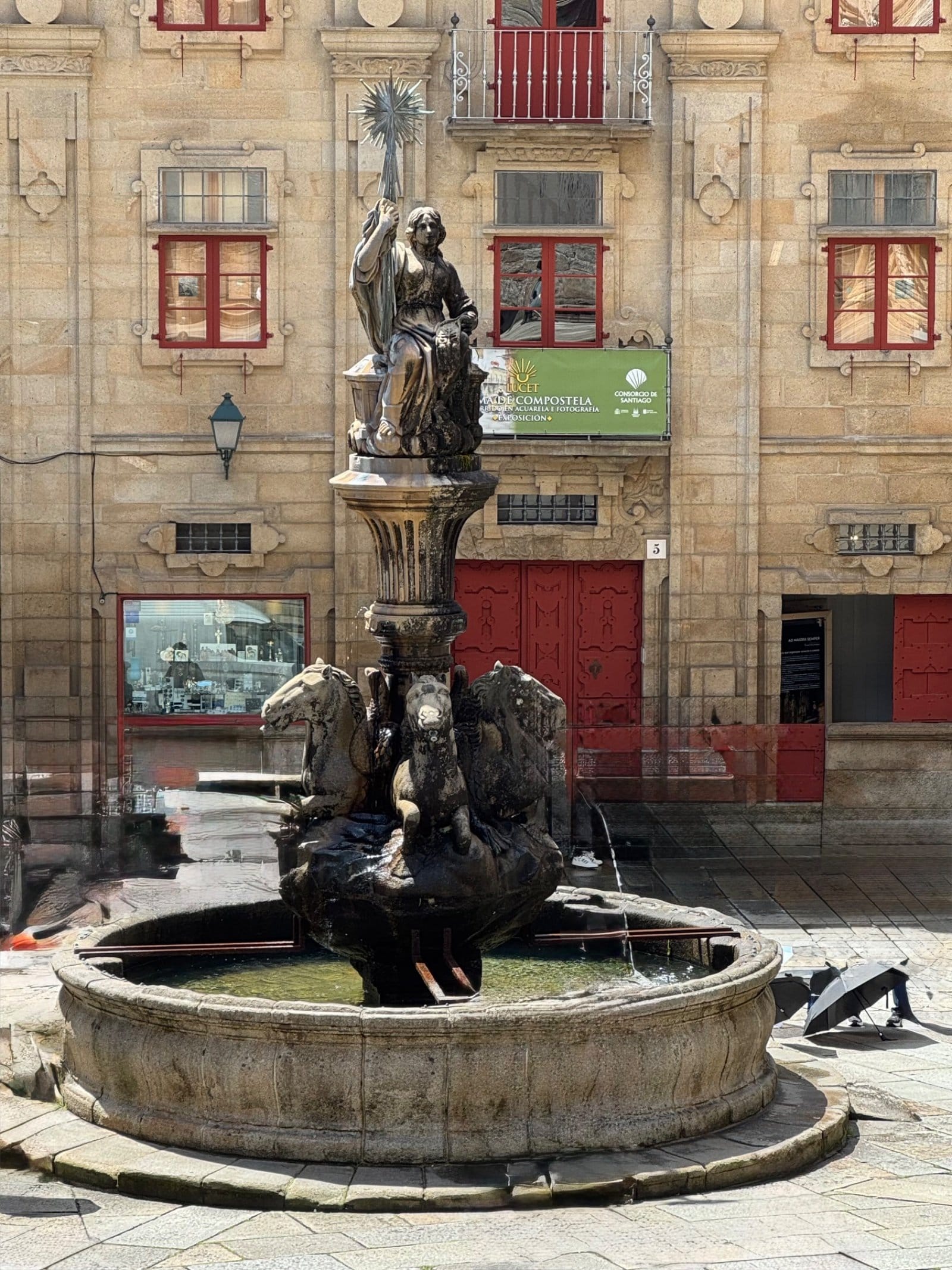 Historic fountain in Santiago old town