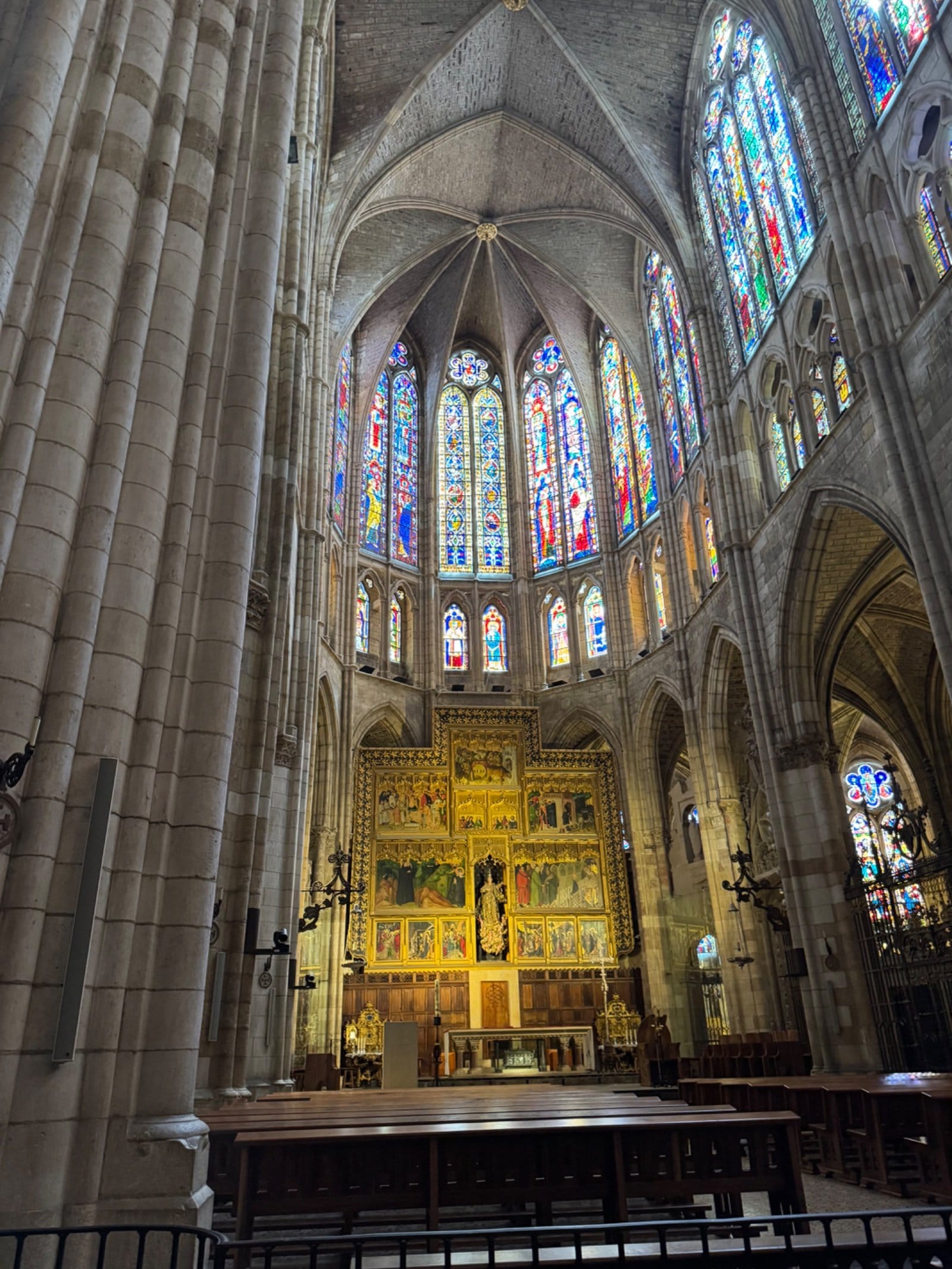 Cathedral interior showing stained glass apse