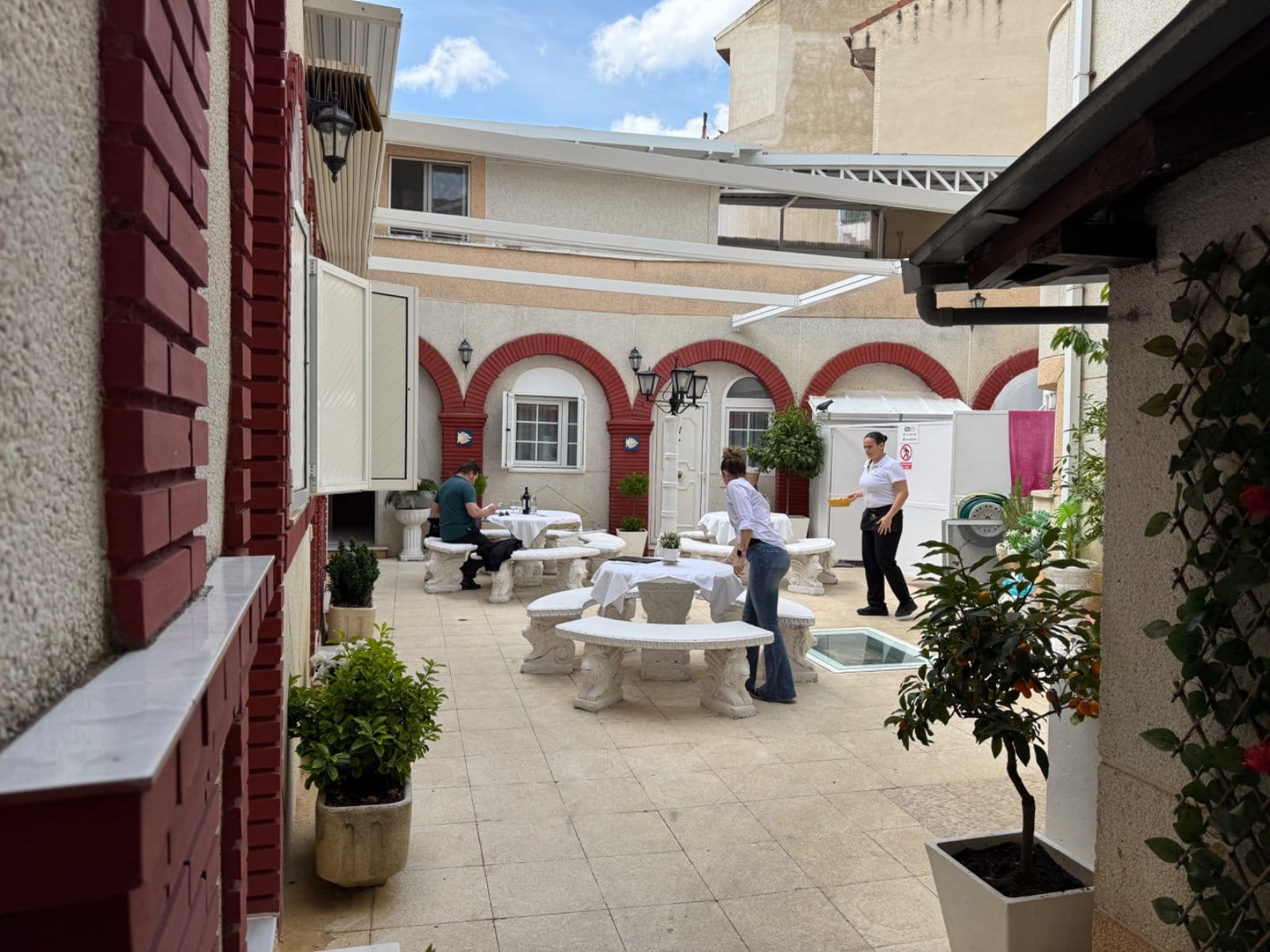 Interior courtyard of pilgrim accommodation in Carrión